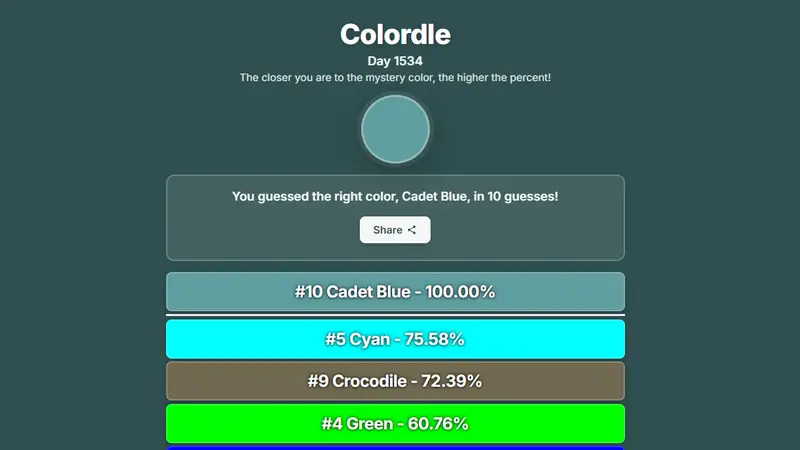 Screenshot of Colordle