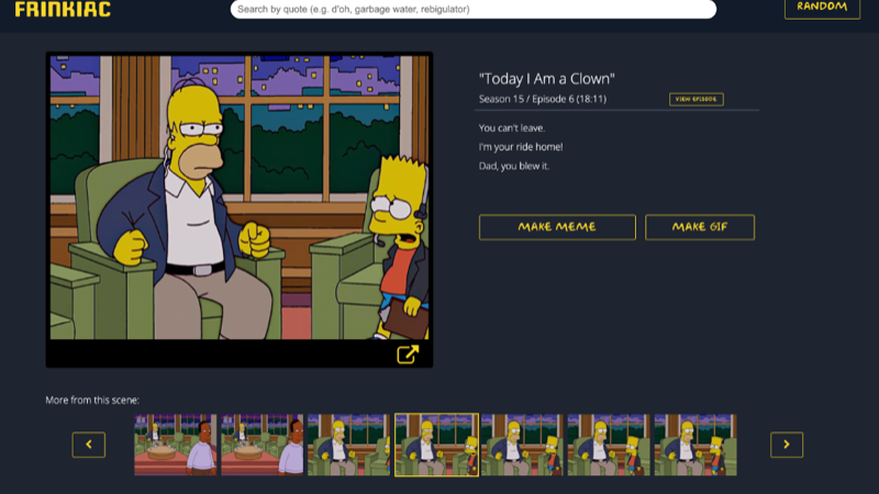 Screenshot of Frinkiac