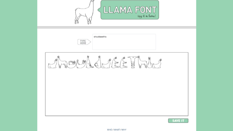 Screenshot of Llama Font