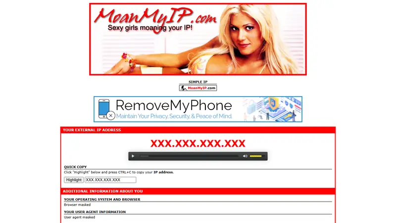 Screenshot of MoanMyIP