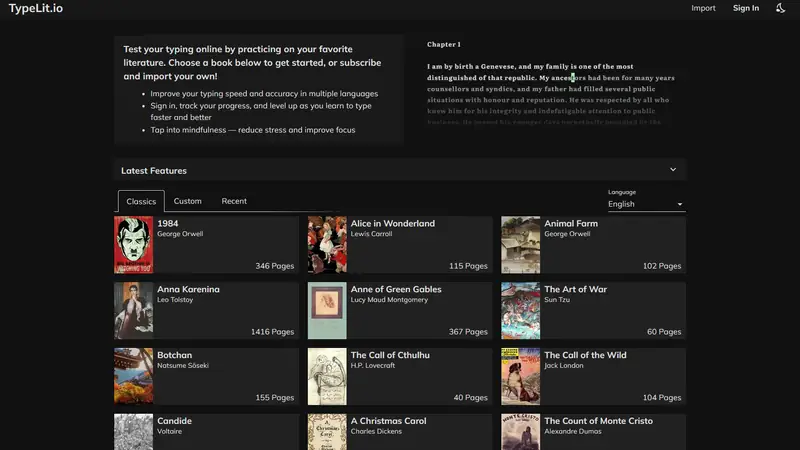 Screenshot of TypeLit.io